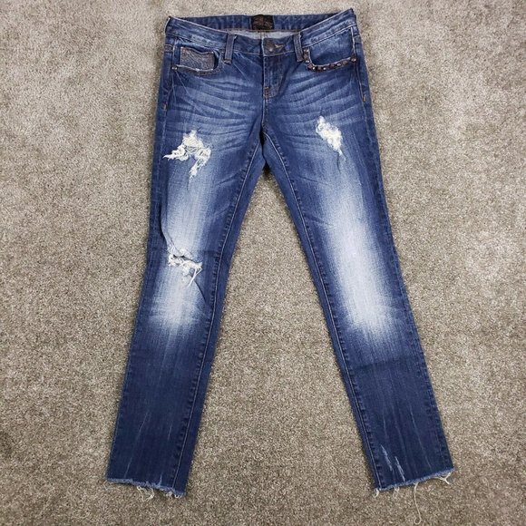 Express Rerock Jeans Sz 4 Med Wash Distressed Skinny Stretch Denim Pants